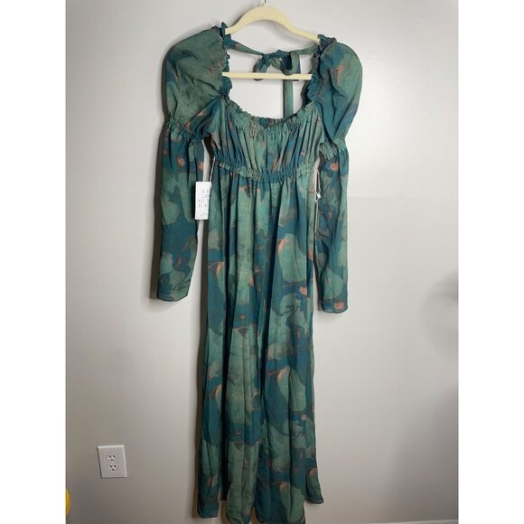 Free People Stone Cold Fox Jasmine Long Maxi Top Tunic Dress Green Size 0 XS NWT - Picture 3 of 7